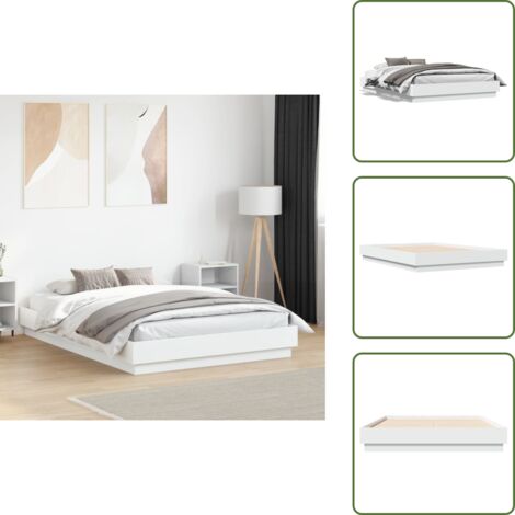 Cama blanca - vidaXL Estructura de cama sin colchón blanco 140x190 cm - Cama de madera contrachapada