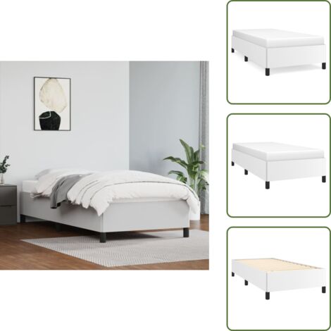 Cama blanca - vidaXL Estructura de cama sin colchón cuero sintético blanco 100x200cm - Cama de cuero sintético