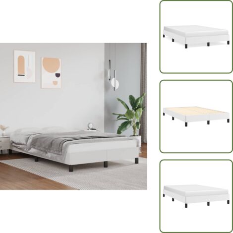 Cama blanca - vidaXL Estructura de cama sin colchón cuero sintético blanco 120x190cm - Cama de madera