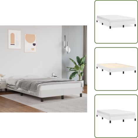 Cama blanca - vidaXL Estructura de cama sin colchón cuero sintético blanco 120x190cm - Cama de madera
