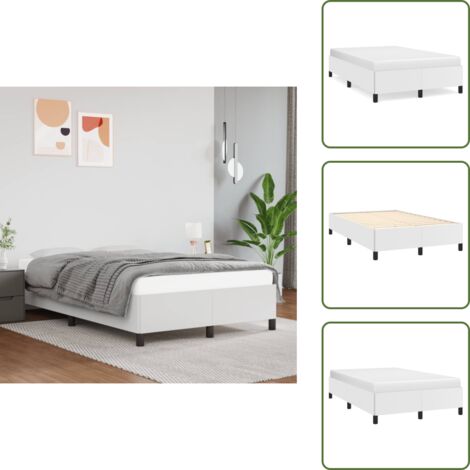 Cama blanca - vidaXL Estructura de cama sin colchón cuero sintético blanco 120x190cm - Cama de madera