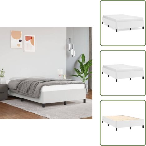 Cama blanca - vidaXL Estructura de cama sin colchón cuero sintético blanco 120x200cm - Cama de madera