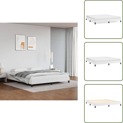 Cama blanca - vidaXL Estructura de cama sin colchón cuero sintético blanco 180x200cm - Cama de cuero sintético