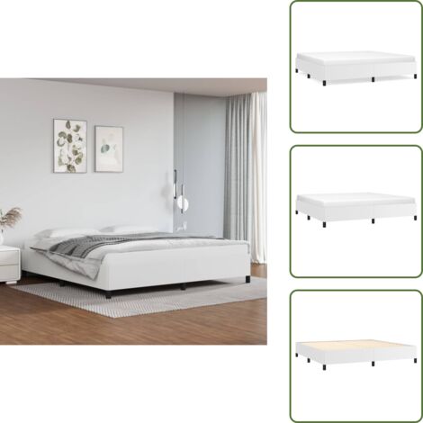 Cama blanca - vidaXL Estructura de cama sin colchón cuero sintético blanco 200x200cm - Cama de madera