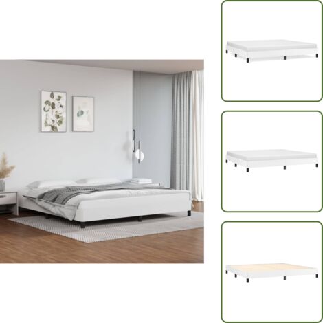Cama blanca - vidaXL Estructura de cama sin colchón cuero sintético blanco 200x200cm - Cama de madera