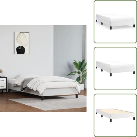 Cama blanca - vidaXL Estructura de cama sin colchón cuero sintético blanco 90x200 cm - Cama de madera