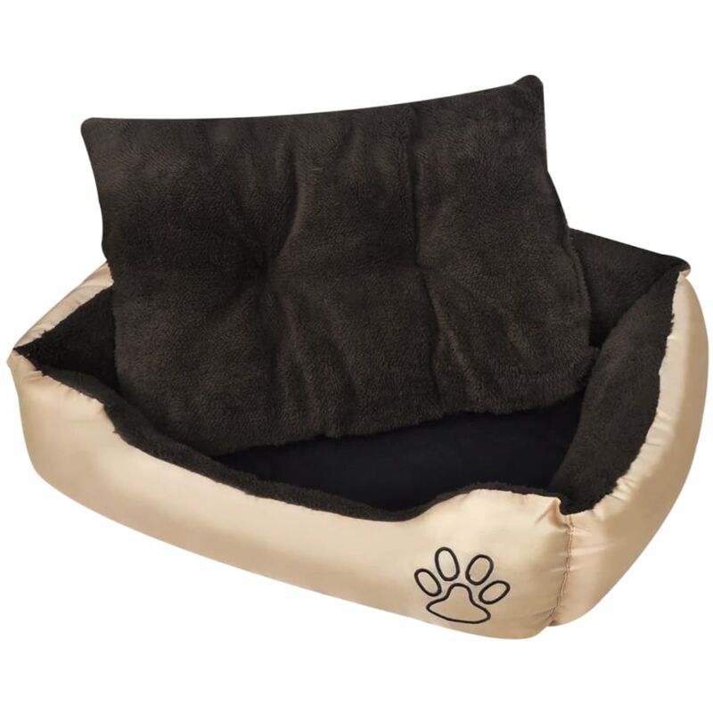 

vidaXL Cama Blanda para Perros con Cojín Acolchado Beige y Marrón Tamaño L - Marrón