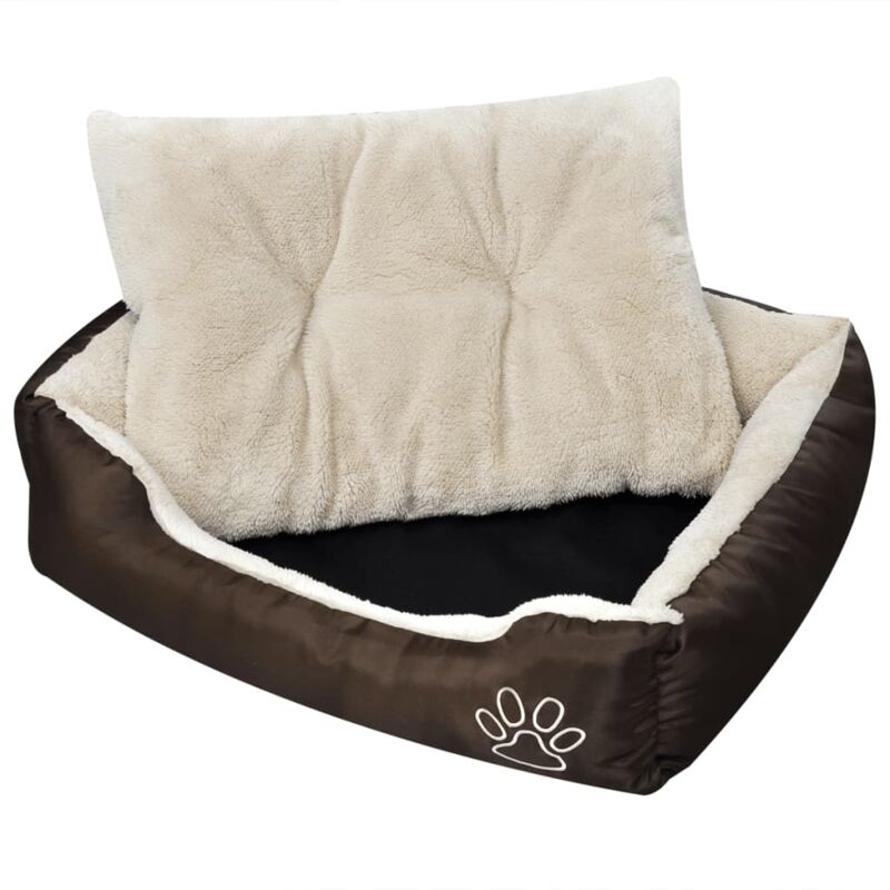 

vidaXL Cama Blanda para Perros con Cojín Acolchado Beige y Marrón Blanco Tamaño S - Beige