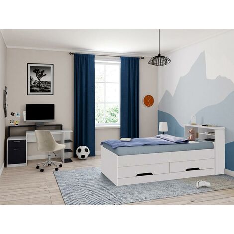 Miroytengo Pack Muebles Habitación Infantil/Juvenil Completa Elliot en  Color Blanco (Cama Nido+Estantería+Armario+Somieres 90x190 cm) : :  Hogar y cocina