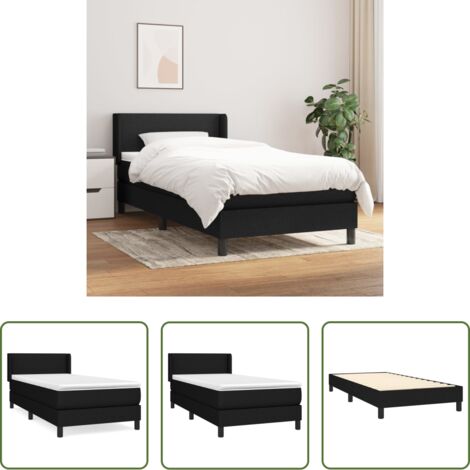 Cama box spring -  Cama box spring con colchón tela negro 80x200 cm