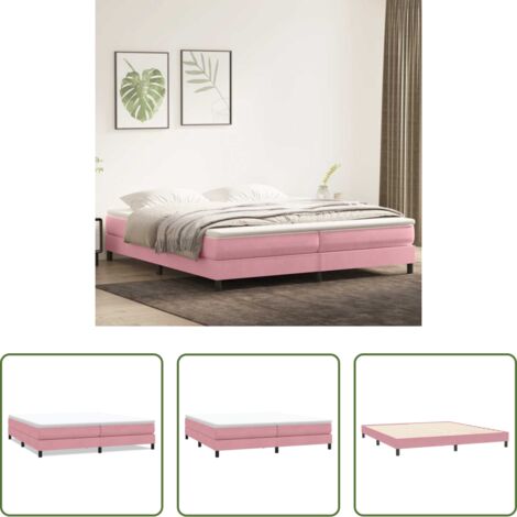 Cama box spring -  Cama box spring sin colchón rosa terciopelo 200x210 cm
