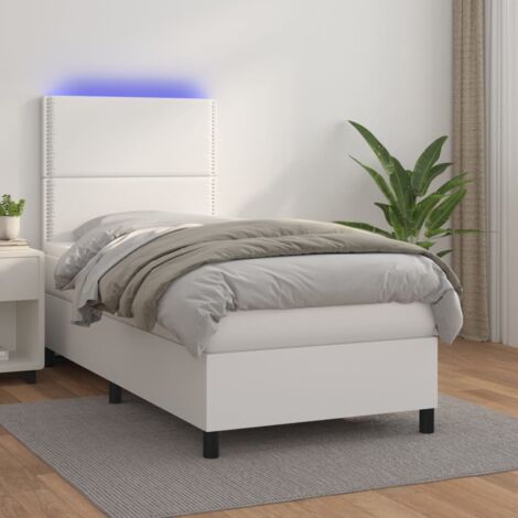 Cama box spring colchón y LED cuero sintético  100x200 cm