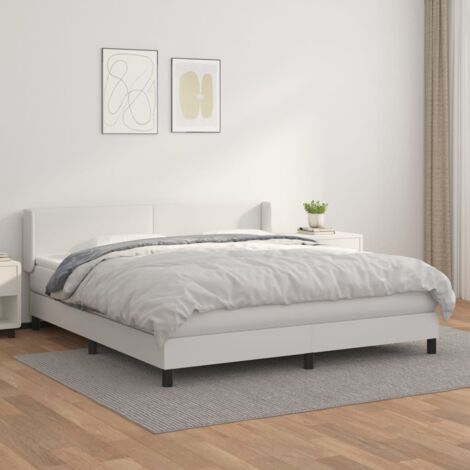Cama box spring con colchón, Cama para adulto cuero sintético blanco 180x200 cm NHF157838 MaisonChic