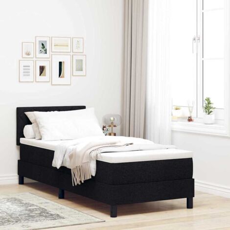 Cama box spring con colchón con colchón Negro 80 x 200 cm tela