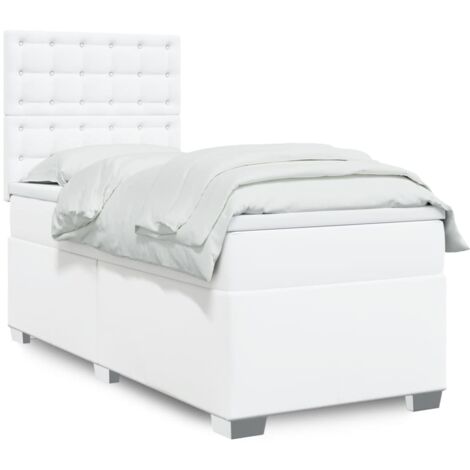 Cama box spring con colchón cuero sintético 100x200 cm