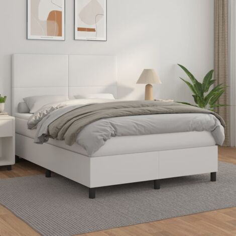 Cama box spring con colchón cuero sintético  140x190 cm