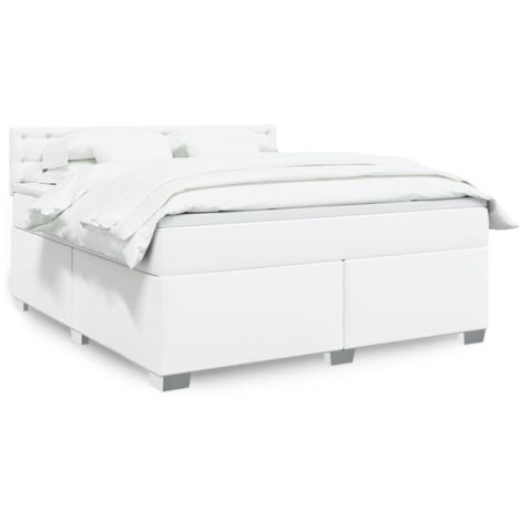 Cama box spring con colchón cuero sintético  180x200 cm