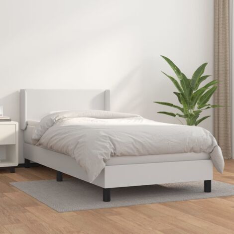 Cama box spring con colchón cuero sintético  80x200 cm