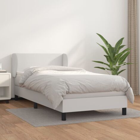 Cama box spring con colchón cuero sintético  80x200 cm