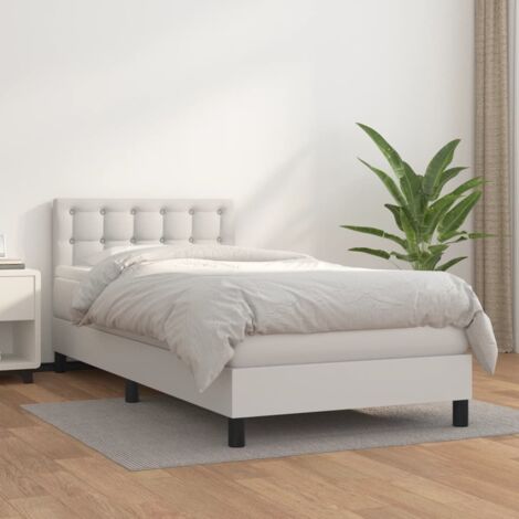 Cama box spring con colchón cuero sintético blanco 90x190 cm vidaXL