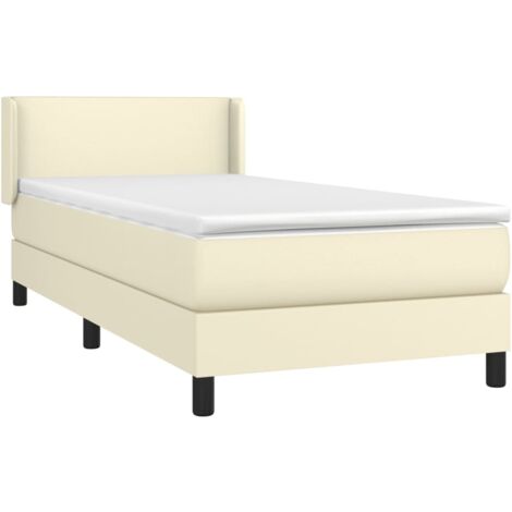 Cama box spring con colchón cuero sintético negro 200x200 cm   - Negro