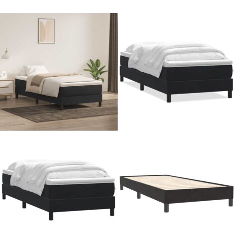 Cama box spring con colchón cuero sintético negro 80x220 cm - Colchón de muelles - Cama de muelles