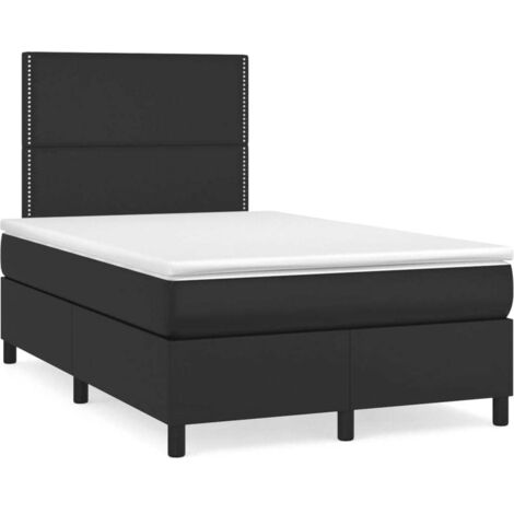 Cama box spring con colchón LED cuero sintético negro 120x190cm vidaXL