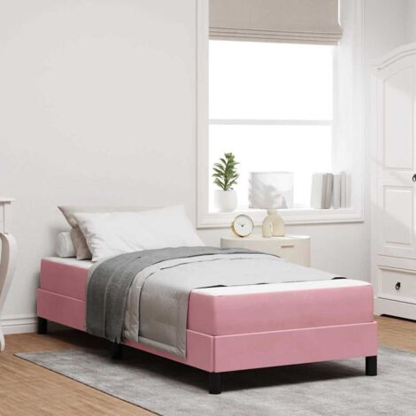 Cama box spring con colchón Rosa 90 x 190 cm Terciopelo