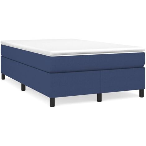 Cama box spring con colchón tela azul 120x190 cm