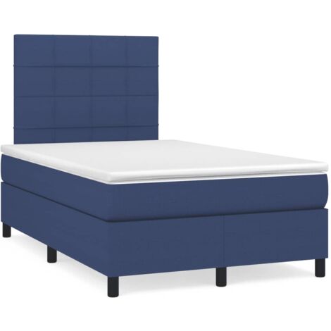 Cama box spring con colchón tela azul 120x190 cm