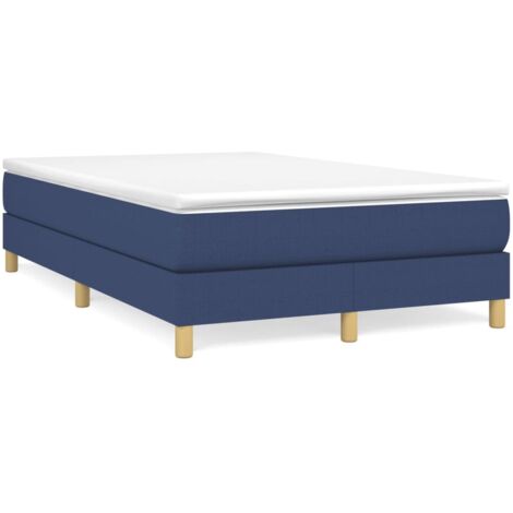 Cama box spring con colchón tela azul 120x190 cm