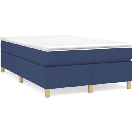 Cama box spring con colchón tela azul 120x190 cm