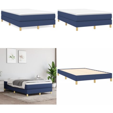 Cama box spring con colchón tela azul 120x190 cm - Colchón de muelles - Cama de muelles