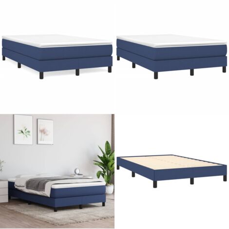 Cama box spring con colchón tela azul 120x190 cm - Colchón de muelles - Cama de muelles