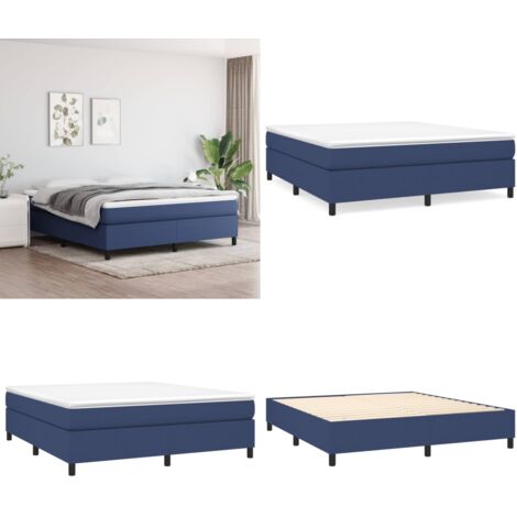 Cama box spring con colchón tela azul 160x200 cm - Colchón de muelles - Cama de muelles