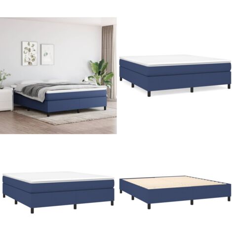 Cama box spring con colchón tela azul 180x200 cm - Colchón de muelles - Cama azul