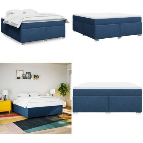 Cama box spring con colchón tela azul 180x200 cm - Colchón de muelles ensacados - Cama box spring