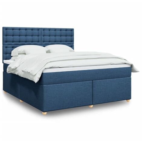 Cama box spring con colchón tela azul 180x200 cm vidaXL