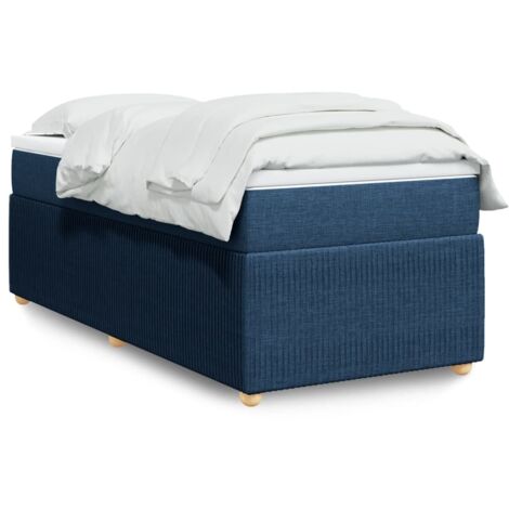 Cama box spring con colchón tela azul 90x190 cm vidaXL
