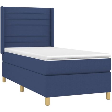 Cama box spring con colchón tela azul 90x190 cm vidaXL