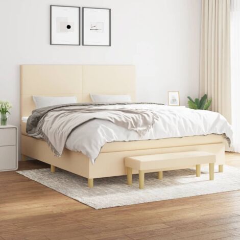 Cama box spring con colchón tela color crema 160x200 cm vidaXL
