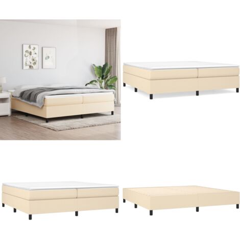 Cama box spring con colchón tela color crema 200x200 cm - Colchón de muelles - Cama de muelles ensacados