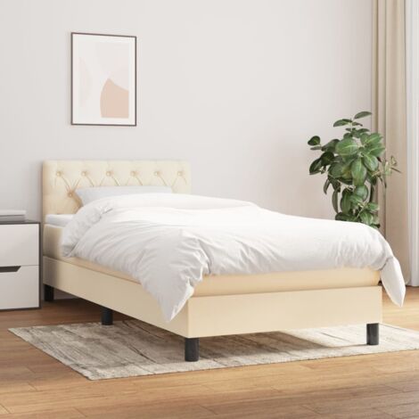 Cama box spring con colchón tela color crema 80x200 cm vidaXL