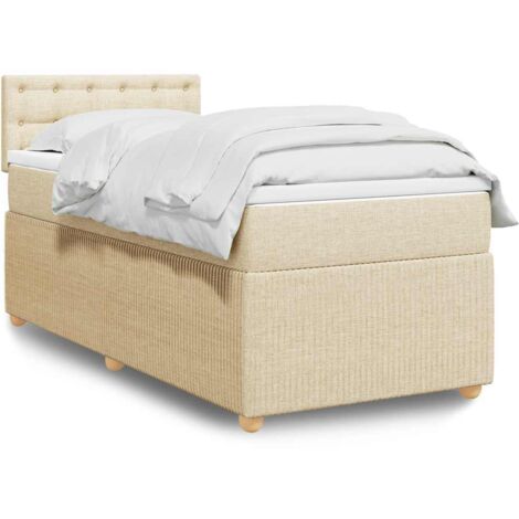 Cama box spring con colchón tela color crema 90x190 cm vidaXL