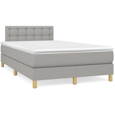 Cama box spring con colchón tela gris claro 120x190 cm