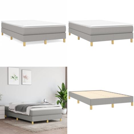 Cama box spring con colchón tela gris claro 120x190 cm - Colchón de muelles ensacados - Soporte de dureza media