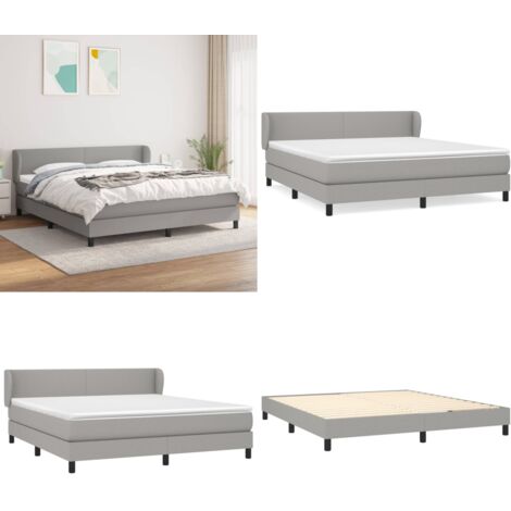 Cama box spring con colchón tela gris claro 160x200 cm - Colchón de muelles ensacados - Cama box spring