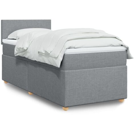 Cama box spring con colchón tela gris claro 80x200 cm vidaXL