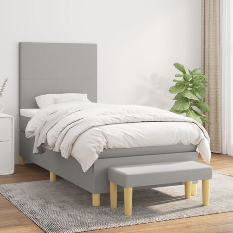 Cama box spring con colchón tela gris claro 80x200 cm vidaXL