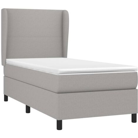 Cama box spring con colchón tela gris claro 80x200 cm vidaXL
